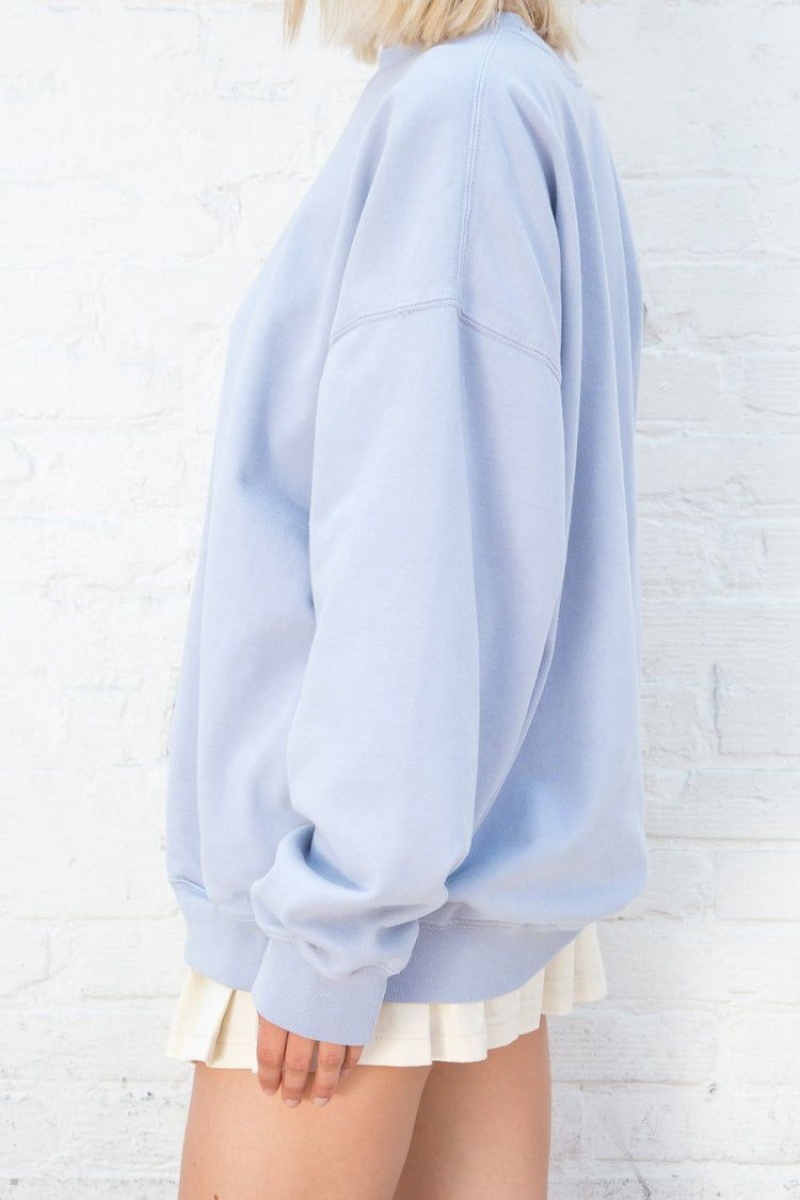 Sweatshirt Brandy Melville Erica Oversized Bleu Clair | JMB-74398158